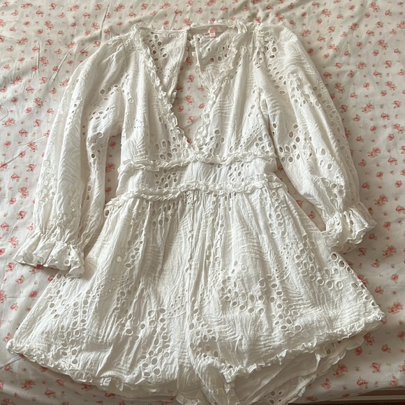 Luxxel Pants - white eyelet romper